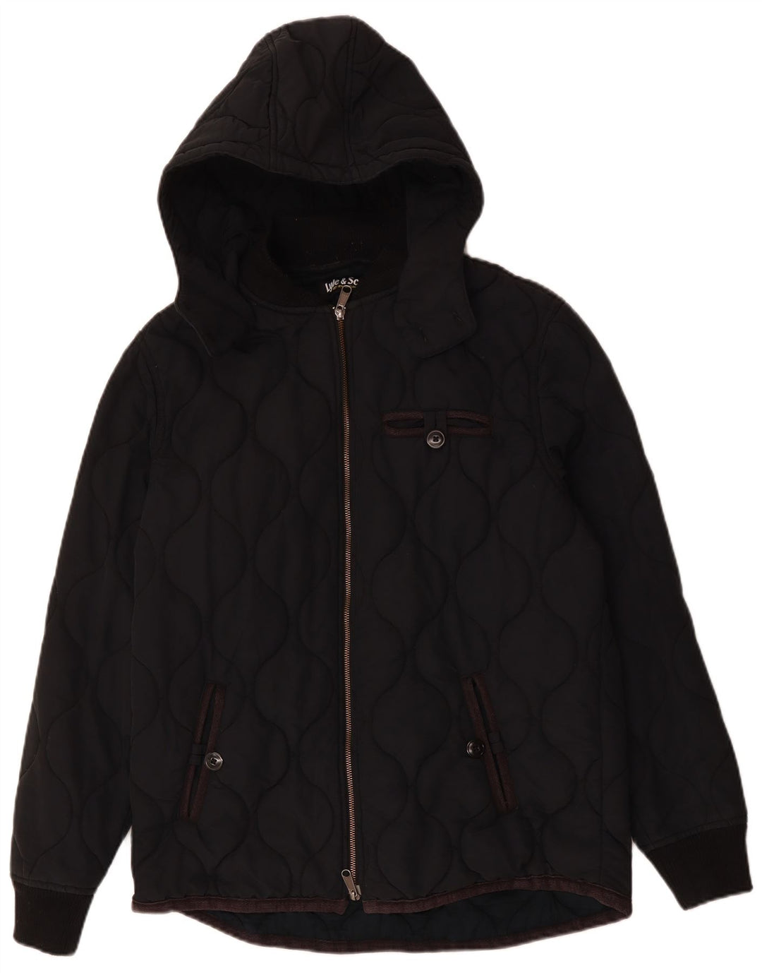 LYLE & SCOTT Ανδρικό μπουφάν με κουκούλα UK 40 μεγάλο μαύρο βαμβακερό