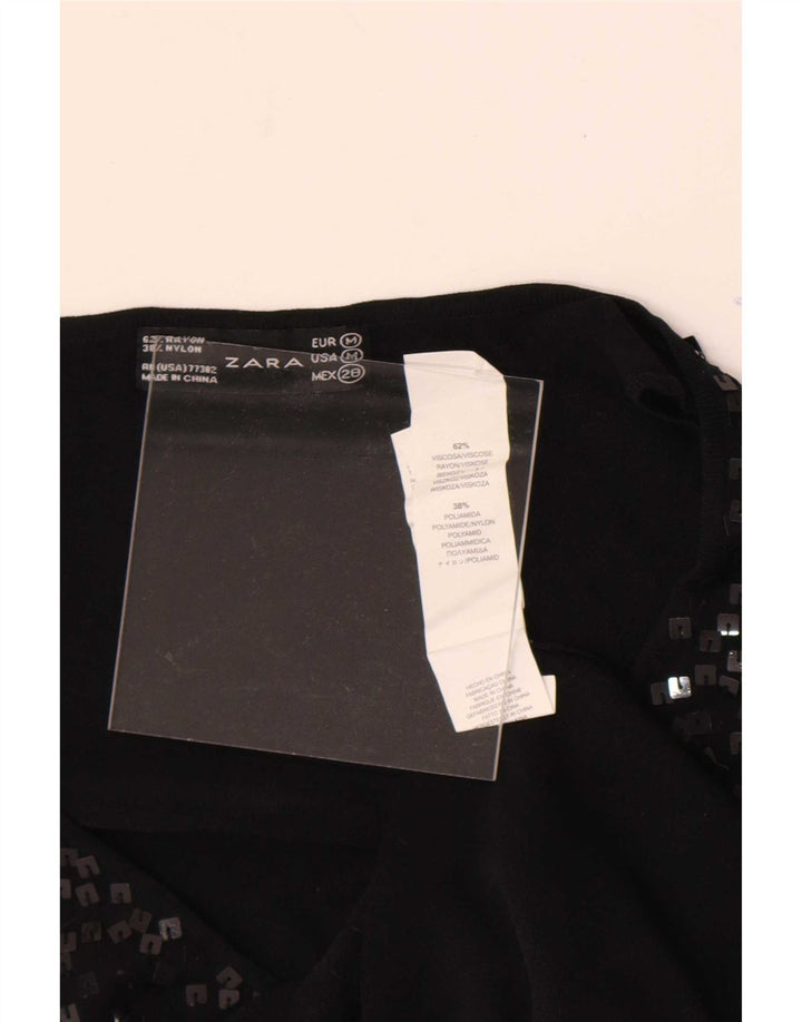 Zara γυναικεία αμάνικη μπλούζα τοπ UK 12 μεσαία μαύρη βισκόζη