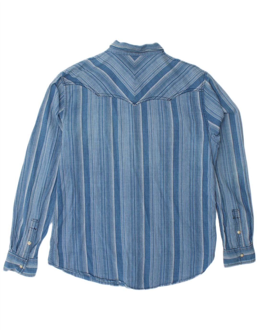 WRANGLER Ανδρικό φανελένιο πουκάμισο με κανονική εφαρμογή, μεγάλο μπλε ριγέ βαμβακερό