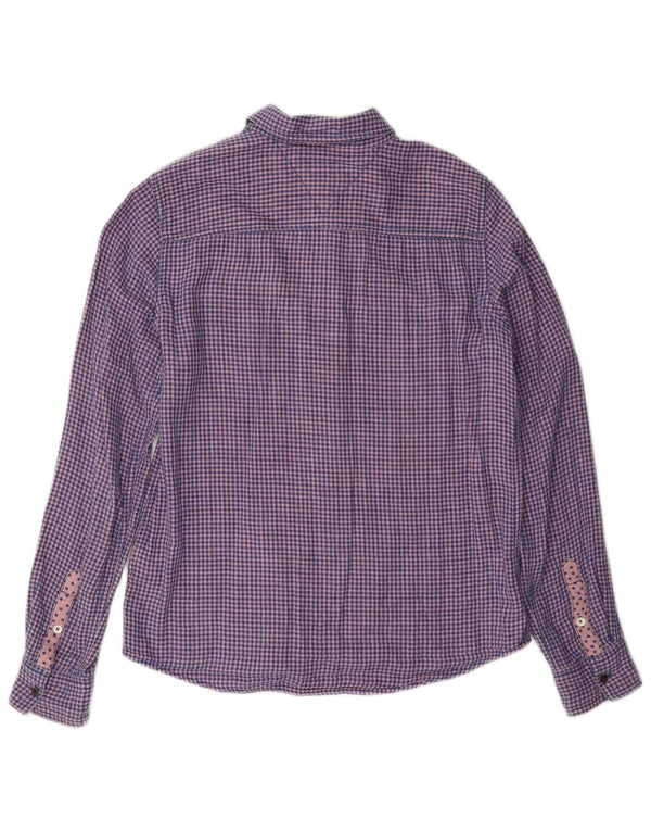 Tommy Hilfiger Γυναικείο Φανελένιο πουκάμισο UK 10 Small Blue Gingham Cotton