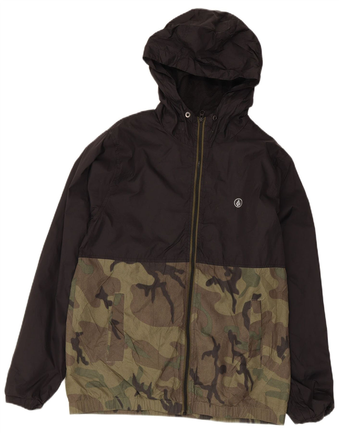 Volcom Ανδρικό μπουφάν βροχής με κουκούλα UK 36 Small μαύρο νάιλον παραλλαγής