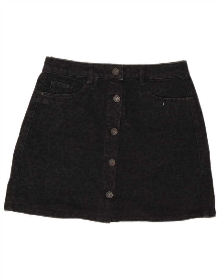 Pull & Bear Γυναικεία Τζιν Φούστα Small W26 Μαύρο Animal Print Βαμβακερό
