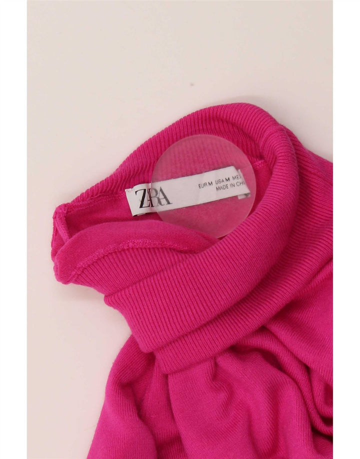 Zara Γυναικείο πουλόβερ με ρολό λαιμόκοψη UK 12 Medium Pink