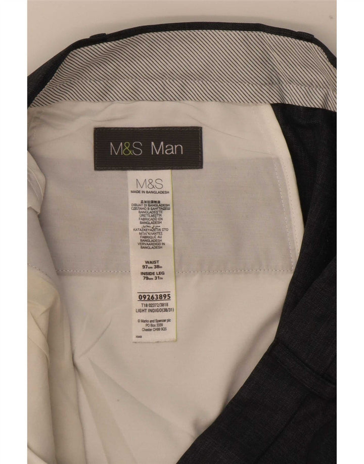 Ανδρικό ίσιο παντελόνι Marks & Spencer W38 L31 Blue Polyester