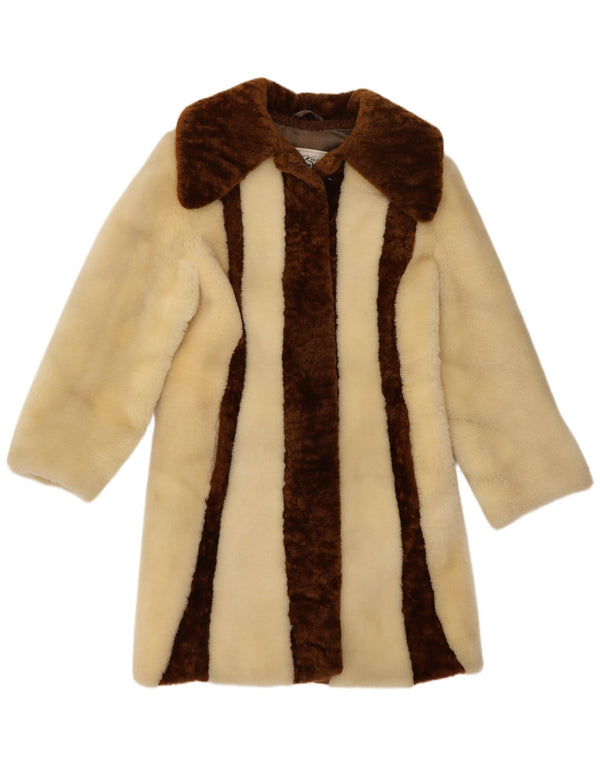 Γυναικείο παλτό από ψεύτικη γούνα Kara UK 10 Small Beige Colourblock