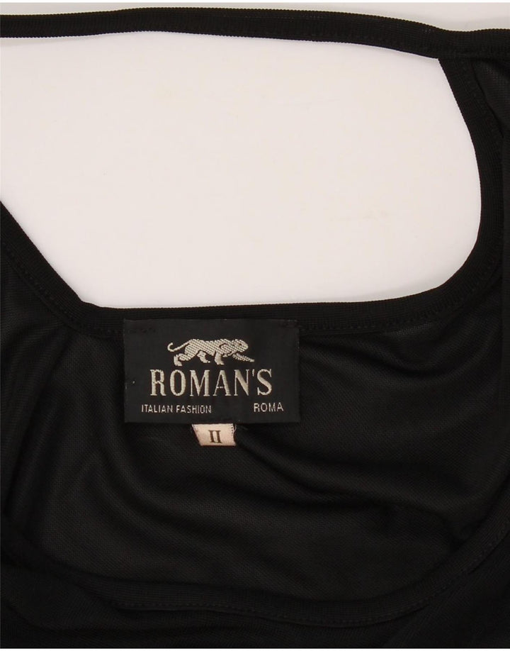 ROMAN'S Womens Long Sleeve Asymmetrical Dress UK 12 Medium Black Polyester Vintage Roman's and Second-Hand Roman's from Messina Hembry 