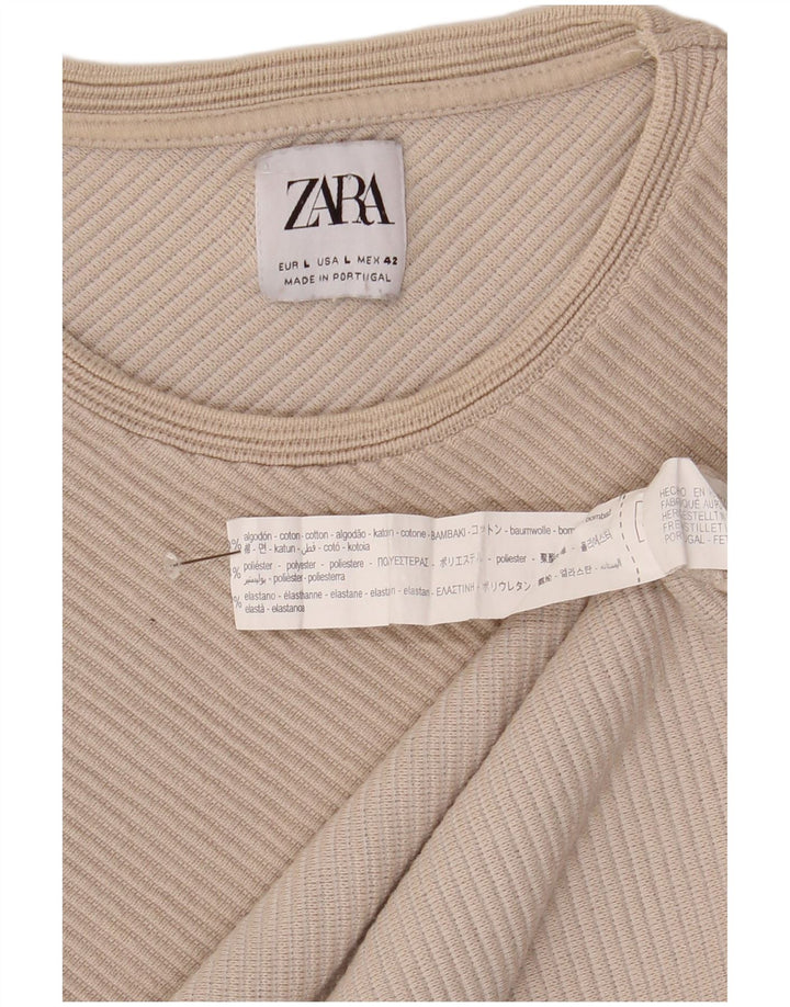 Zara Ανδρικό τοπ μακρυμάνικο μεγάλο μπεζ βαμβακερό
