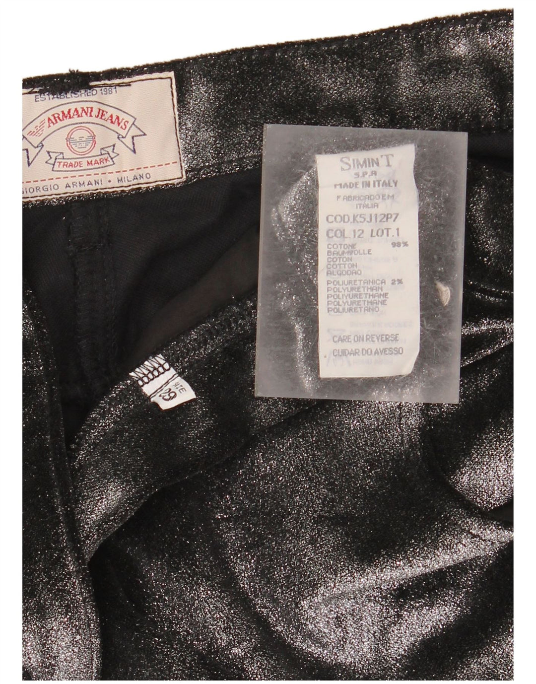 Γυναικείο ίσιο casual παντελόνι ARMANI W29 L34 Μαύρο βαμβακερό