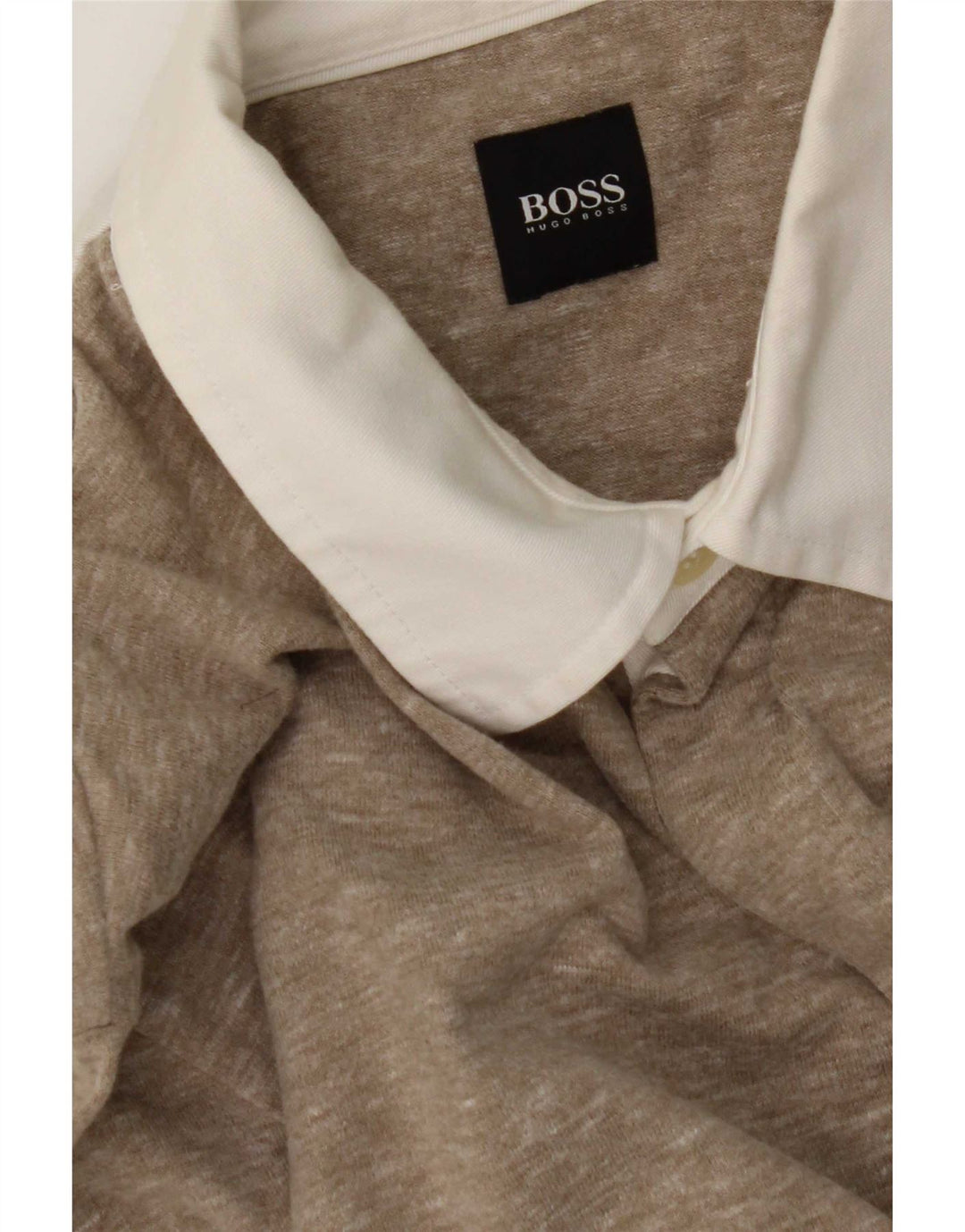 Ανδρικό μακρυμάνικο μπλουζάκι πόλο Hugo Boss σε μεσαίο μπεζ φλεκ