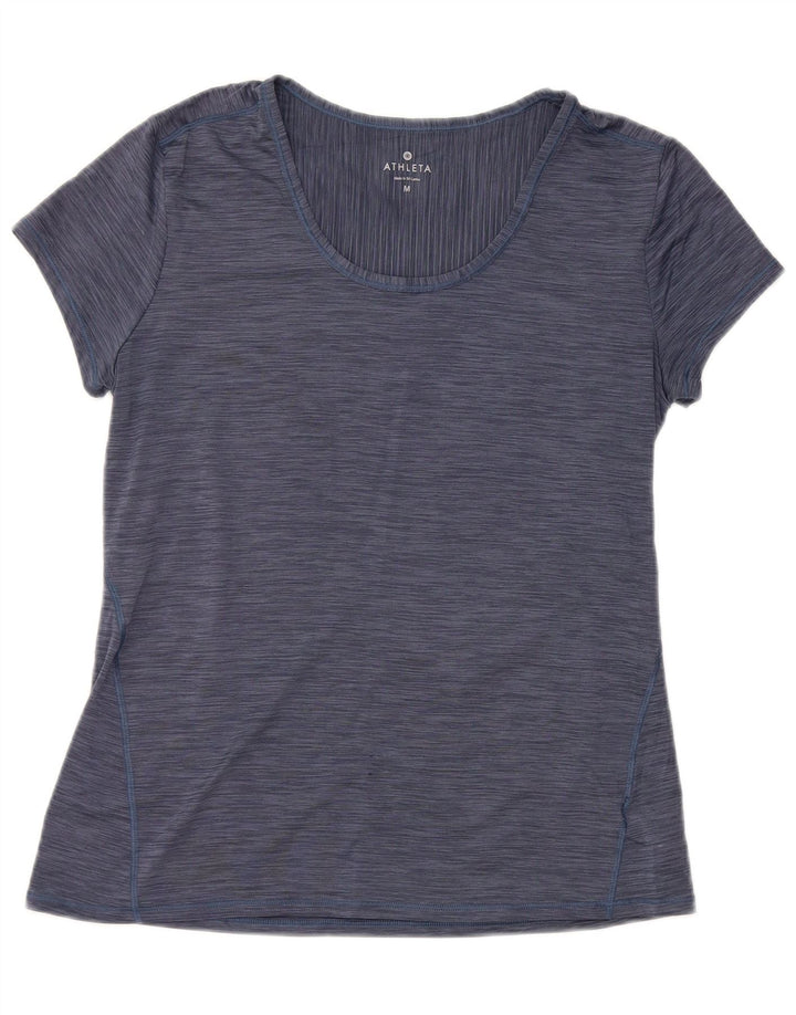 ATHLETA Γυναικείο T-Shirt Top 12 UK μεσαίου μπλε ναυτικό πολυεστέρας