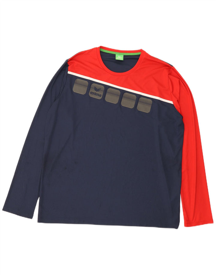 Ανδρικό γραφικό τοπ μακρυμάνικο Erima 3XL Navy Blue Colorblock Πολυεστέρας