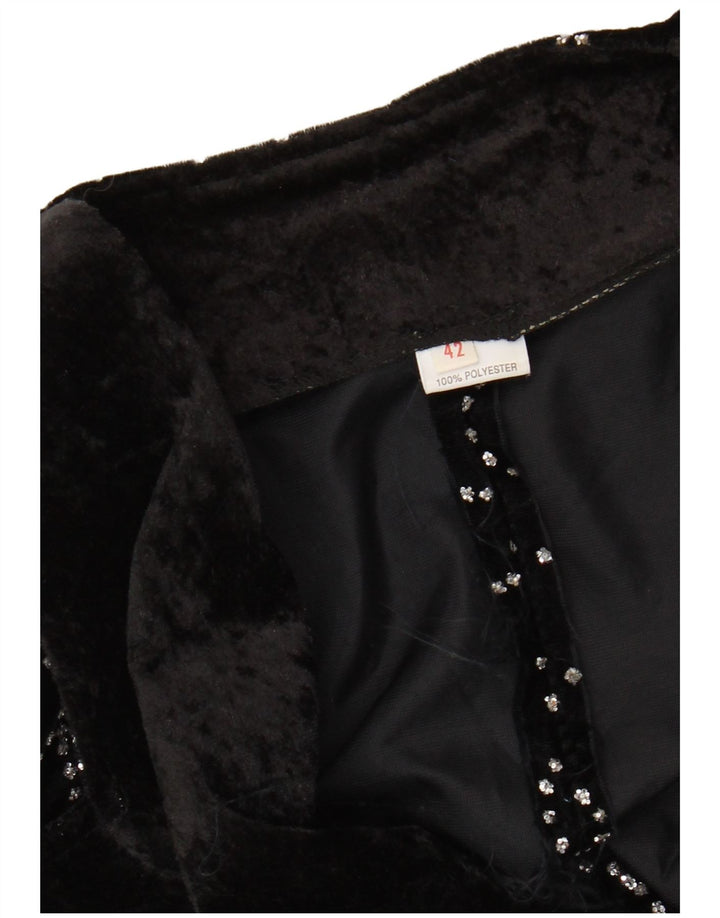 VINTAGE Γυναικείο Abstract Pattern Φρακ Μπουφάν Blazer IT 42 Μεσαίο Μαύρο