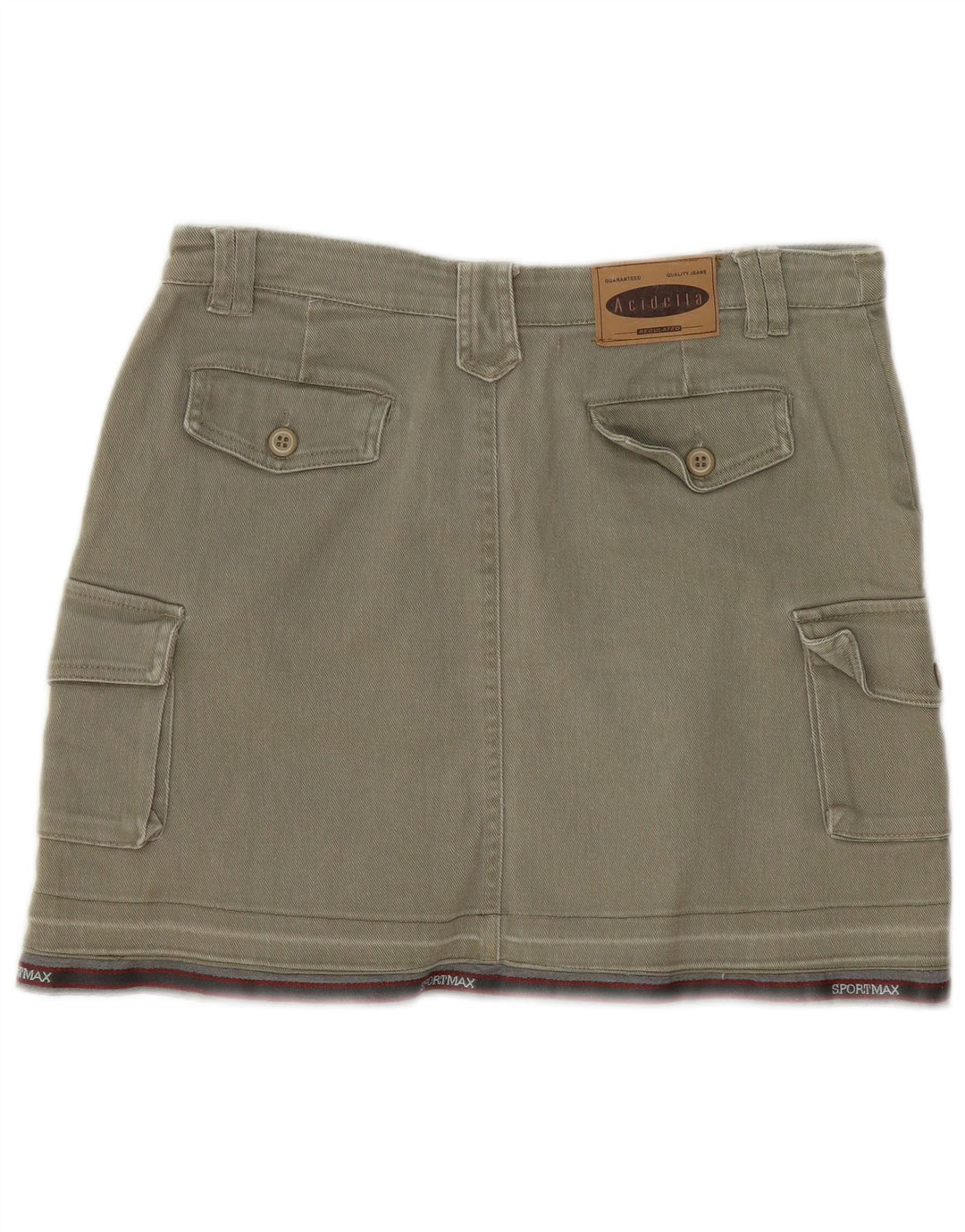 Vintage Γυναικεία Mini Cargo Φούστα IT 44 Medium W30 Χακί ριγέ βαμβακερή