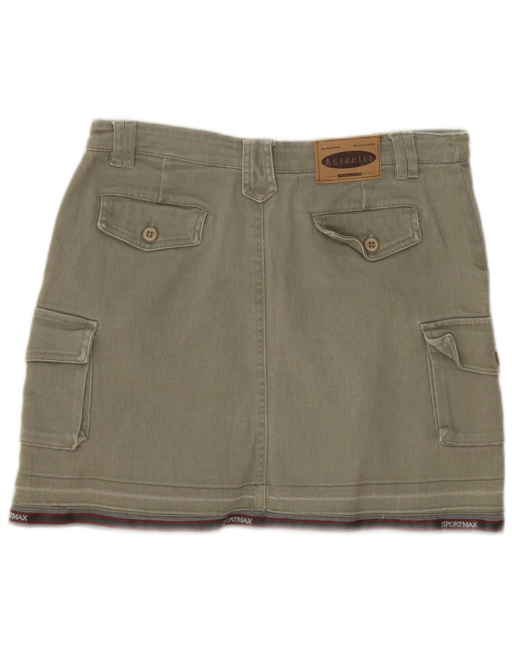 Vintage Γυναικεία Mini Cargo Φούστα IT 44 Medium W30 Χακί ριγέ βαμβακερή
