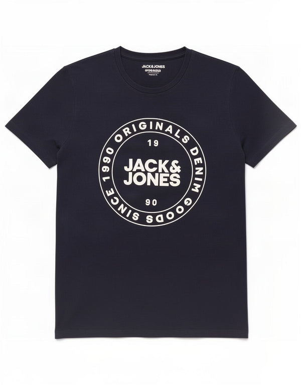 Jack & Jones Ανδρικό γραφικό μπλουζάκι με κανονική εφαρμογή Top Large Navy Blue από βαμβακερό