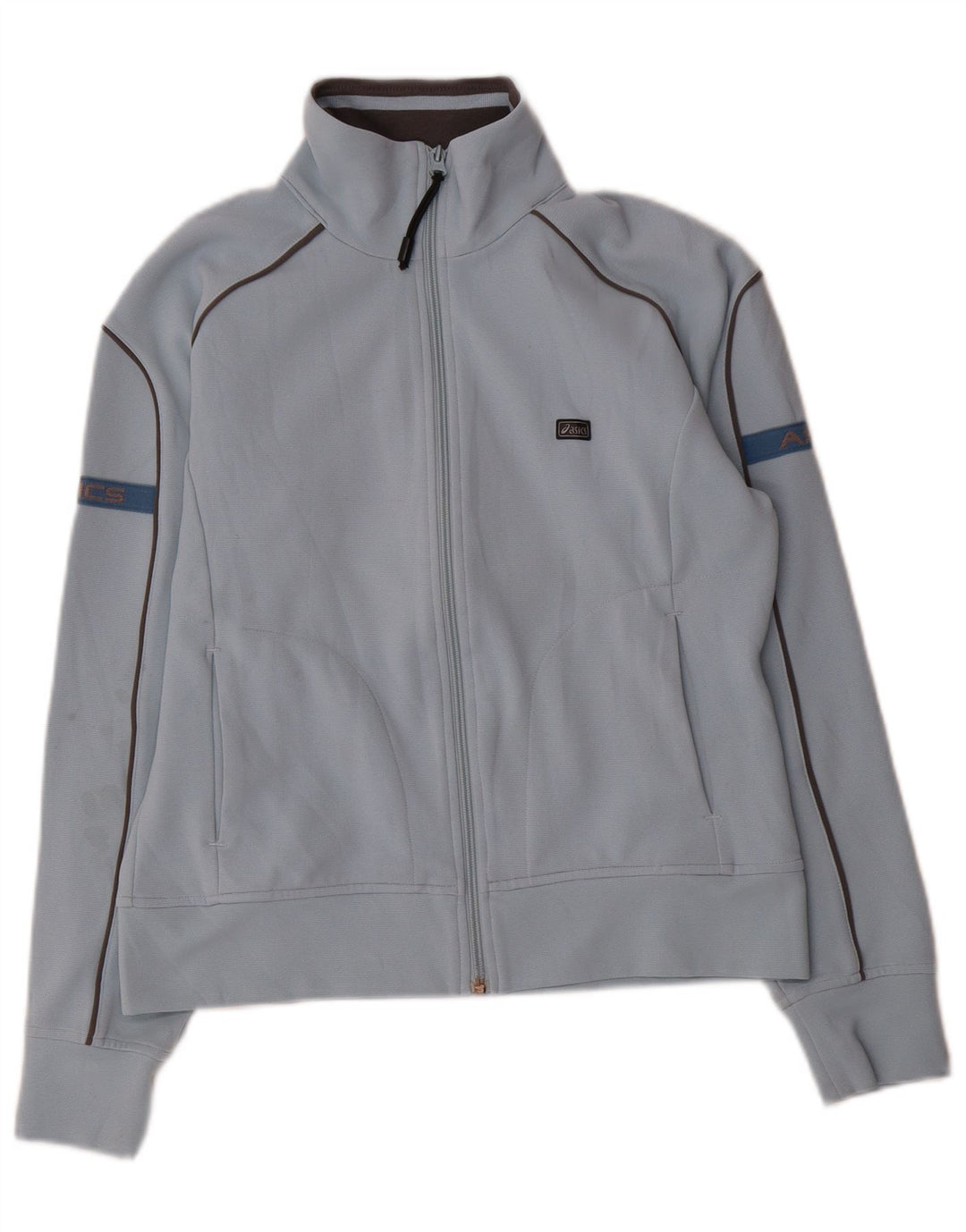 ASICS Womens Tracksuit Top Jacket UK 10 Small Blue Acrylic