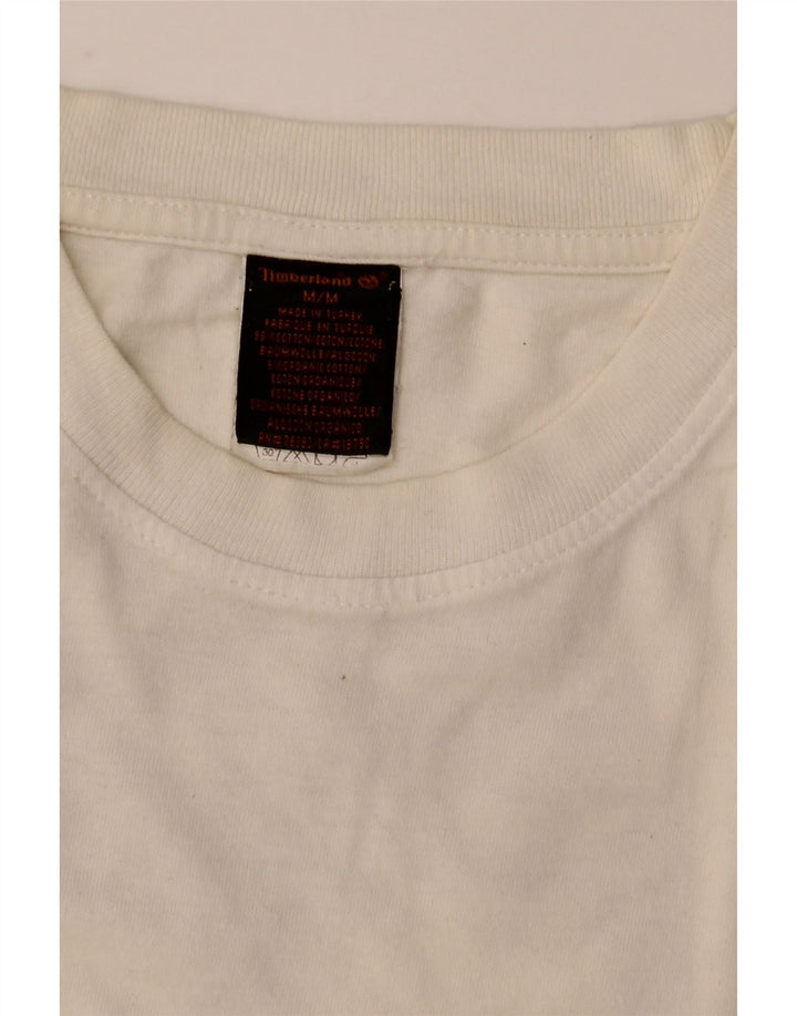 Ανδρικό γραφικό T-Shirt Timberland Top από μεσαίο λευκό βαμβακερό