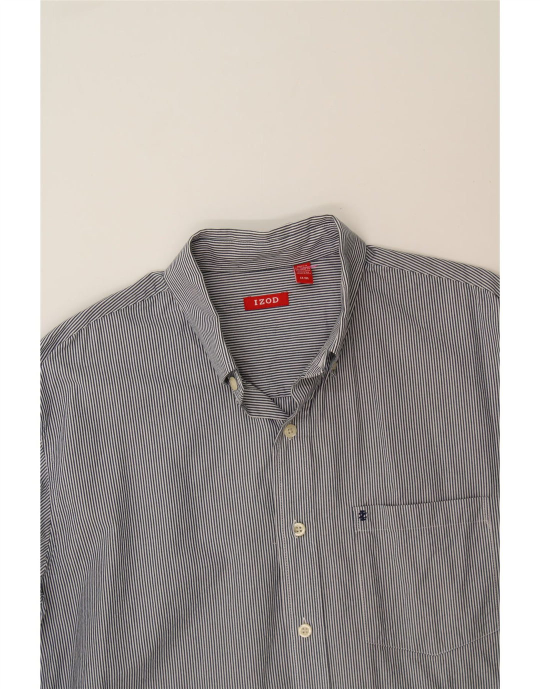 IZOD Mens Shirt Large Grey Pinstripe Cotton Vintage Izod and Second-Hand Izod from Messina Hembry 