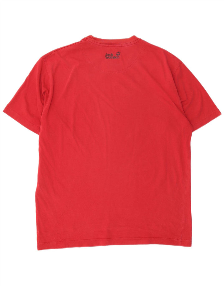 Jack Wolfskin Ανδρικό γραφικό T-Shirt Top μεγάλο κόκκινο βαμβακερό