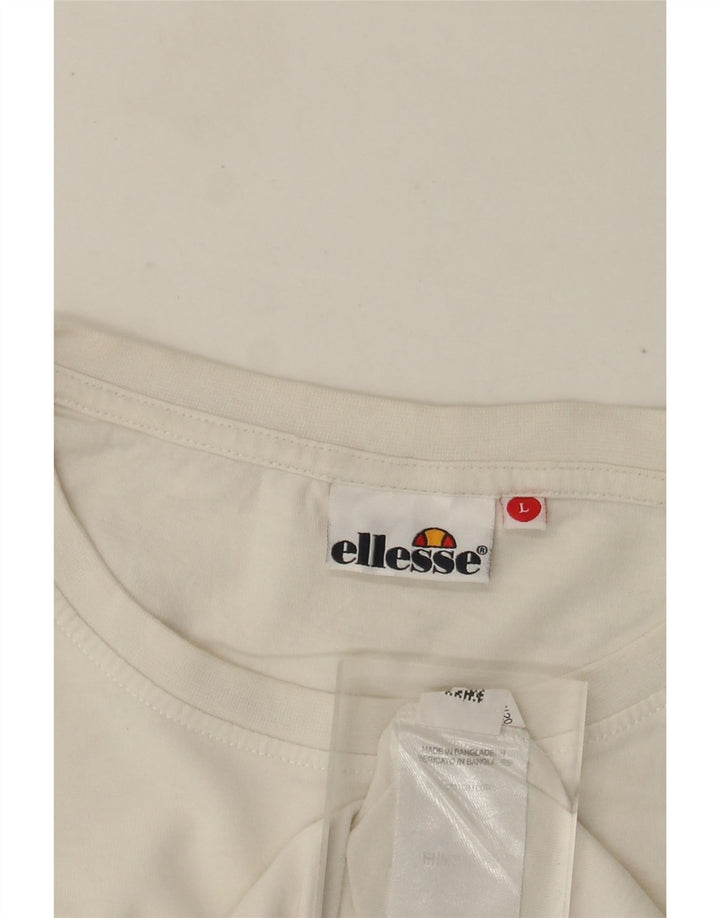 Ανδρικό γραφικό μπλουζάκι Ellesse Top Large Off White Βαμβακερό