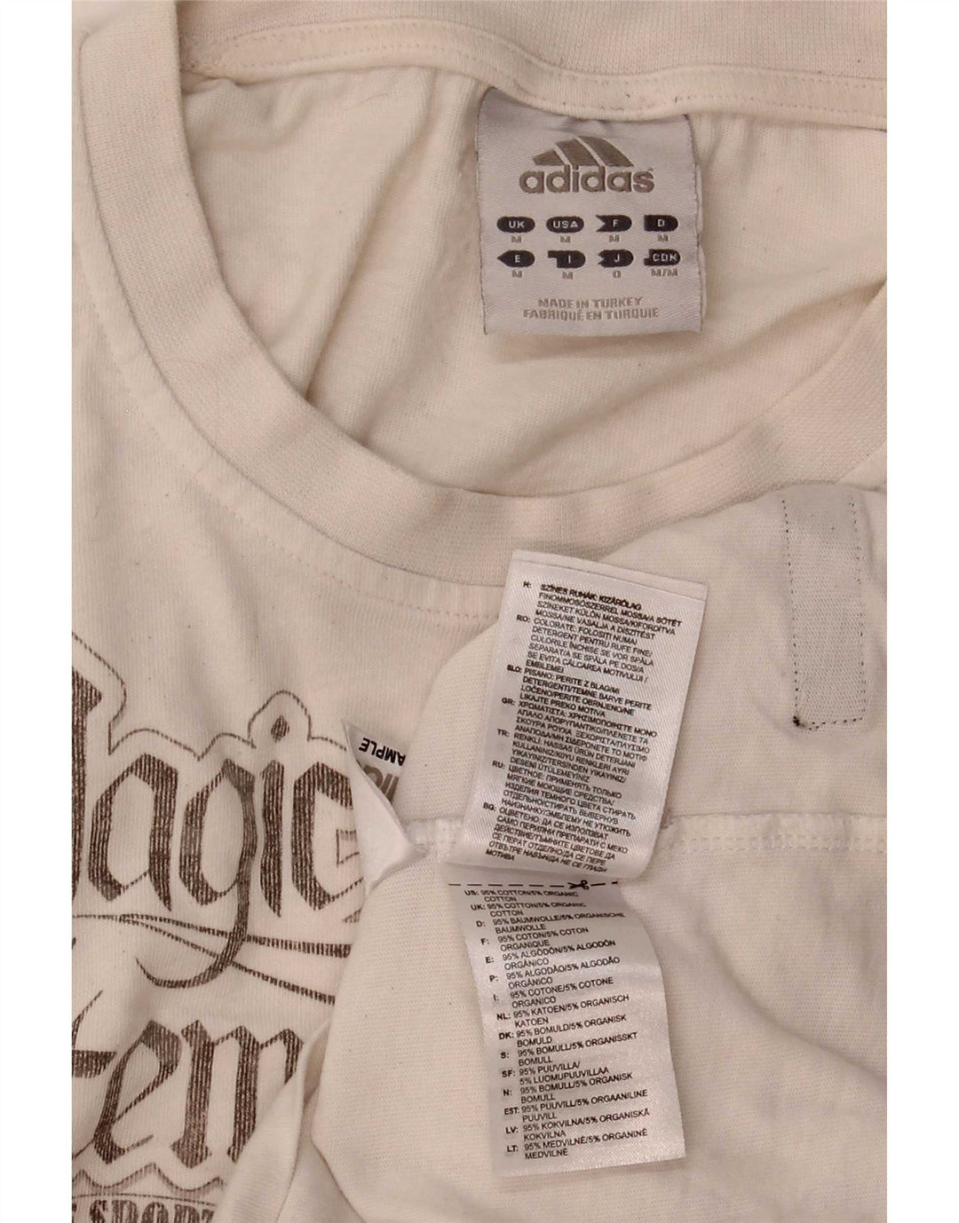 Ανδρικό γραφικό T-Shirt Adidas Top από μεσαίο λευκό βαμβακερό