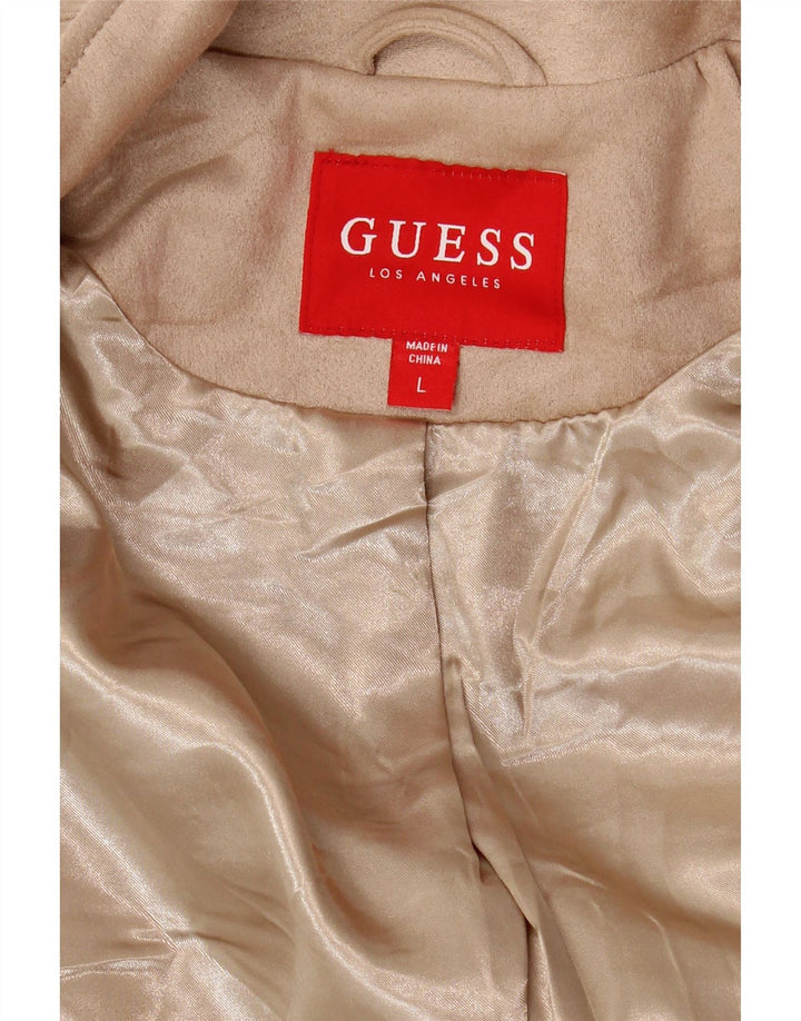GUESS Γυναικείο Crop Knit Biker Jacket UK 16 Large Beige