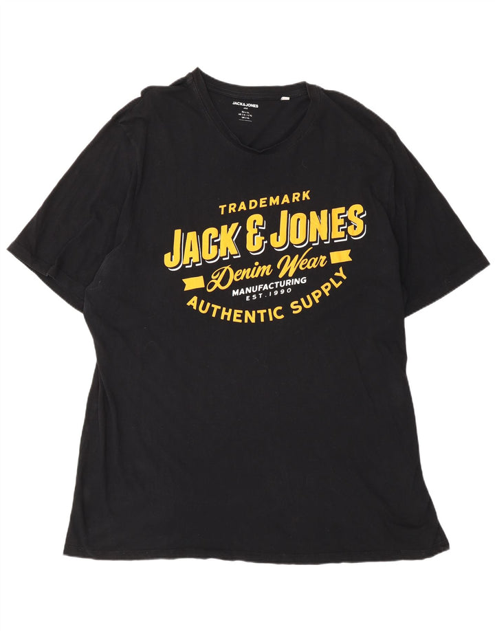 Jack & Jones Ανδρικό γραφικό T-Shirt Top 2XL μαύρο βαμβακερό