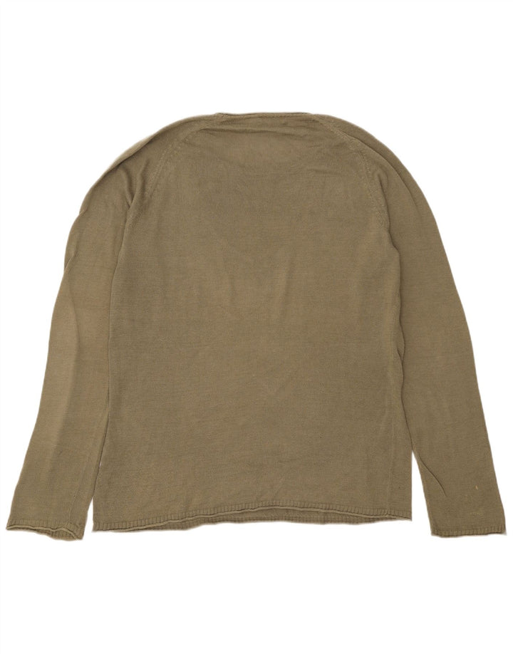 Ανδρικό πουλόβερ Cos Crew Neck Jumper Μεγάλο Χακί Βαμβακερό