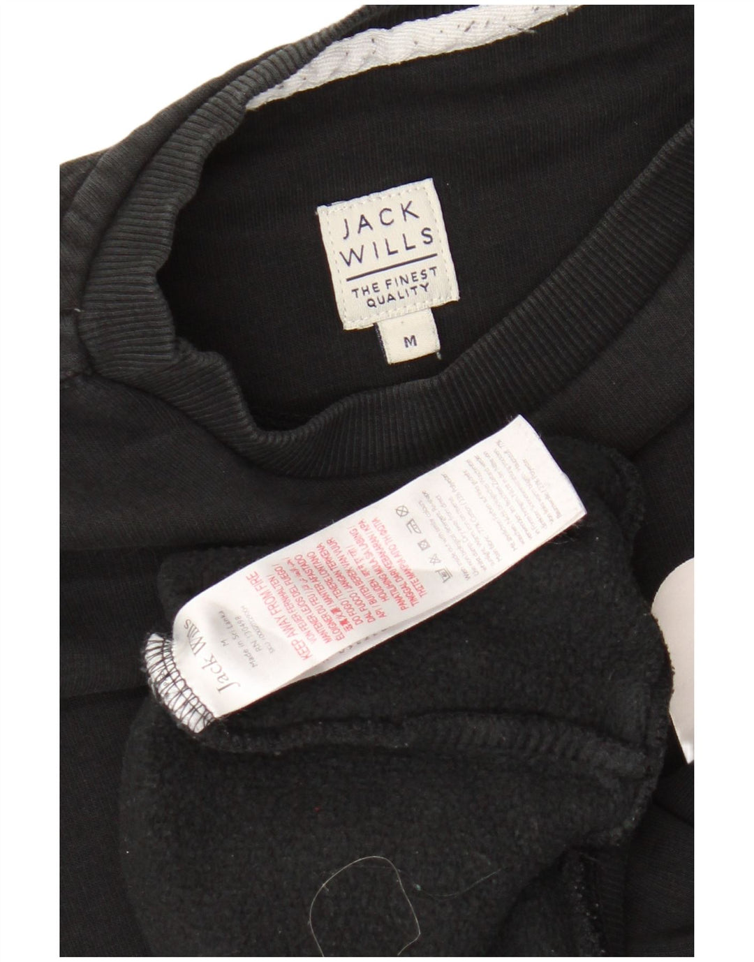 JACK WILLS Mens Graphic Sweatshirt Jumper Medium Black Cotton