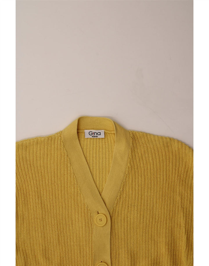 VINTAGE Womens Oversized Cardigan Sweater EU 38/40 Medium Yellow Cotton Vintage Vintage and Second-Hand Vintage from Messina Hembry 