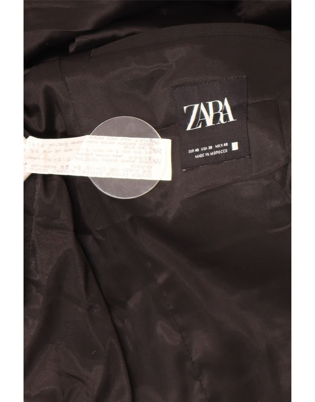 Zara Ανδρικό τζάκετ μπλέιζερ με 2 κουμπιά EU 48 Μεσαίο μαύρο πολυεστέρα