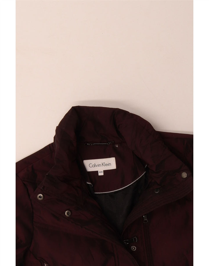 CALVIN KLEIN Γυναικείο μπουφάν με επένδυση UK 14 Medium Maroon Πολυεστέρας