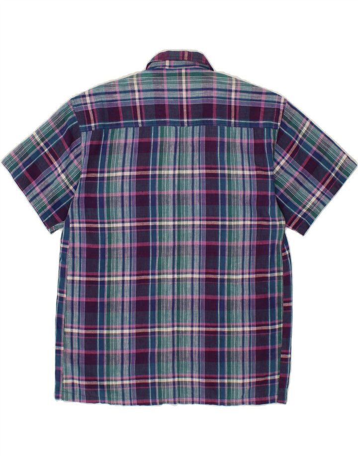 VINTAGE Mens Short Sleeve Shirt Medium Purple Check Vintage Vintage and Second-Hand Vintage from Messina Hembry 