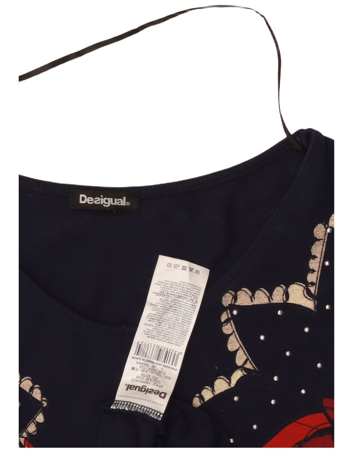 DESIGUAL Γυναικείο φόρεμα A-Line UK 8 Small Navy Blue Floral Viscose