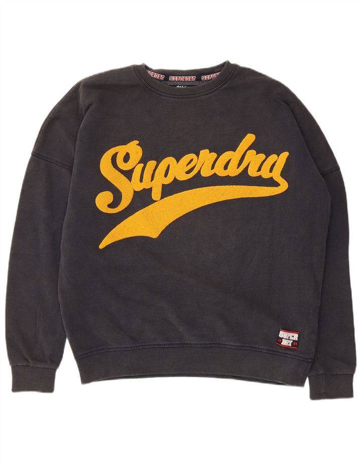 Superdry Ανδρική γραφική μπλούζα μεγάλου μεγέθους Jumper UK 8 μικρό γκρι βαμβακερό