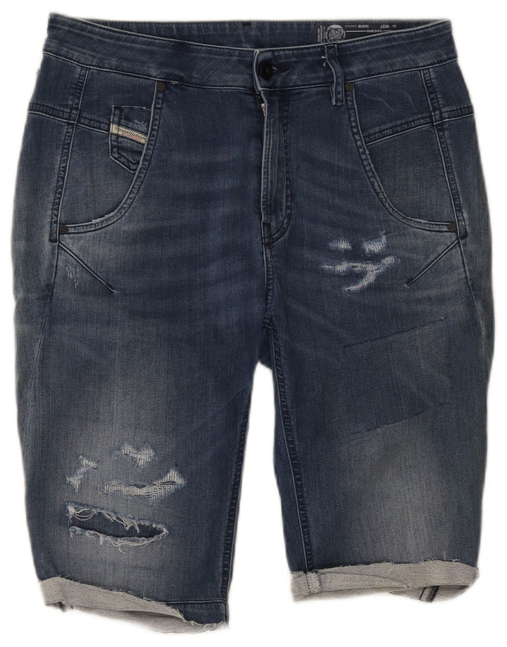 Γυναικείο Diesel Distressed τζιν σορτς W27 Μικρό μπλε βαμβακερό