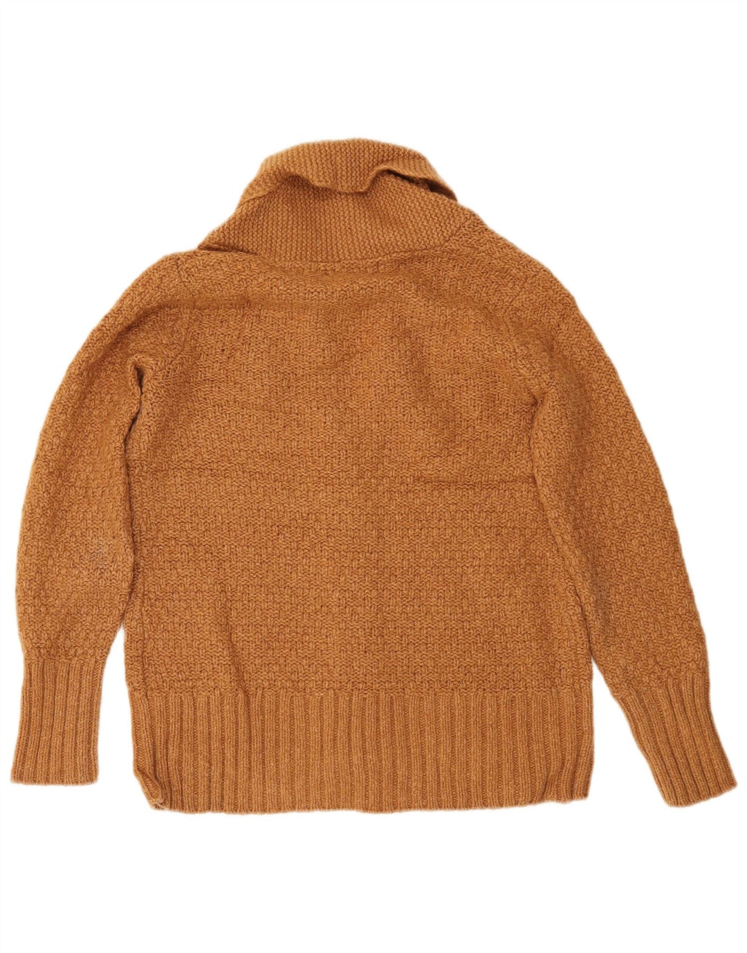 EDDIE BAUER Γυναικείο πουλόβερ ζακέτα υπερμεγέθη UK 10 Μικρό καφέ μαλλί αρνιού