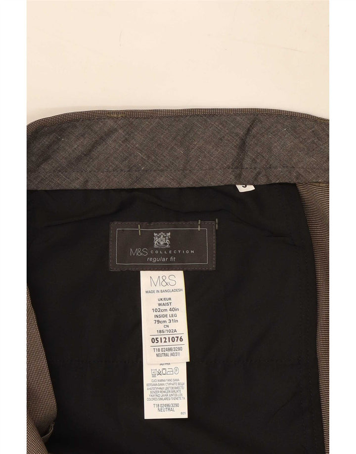 Marks & Spencer Ανδρικό παντελόνι με κανονική εφαρμογή W40 L31 καφέ πολυεστέρας