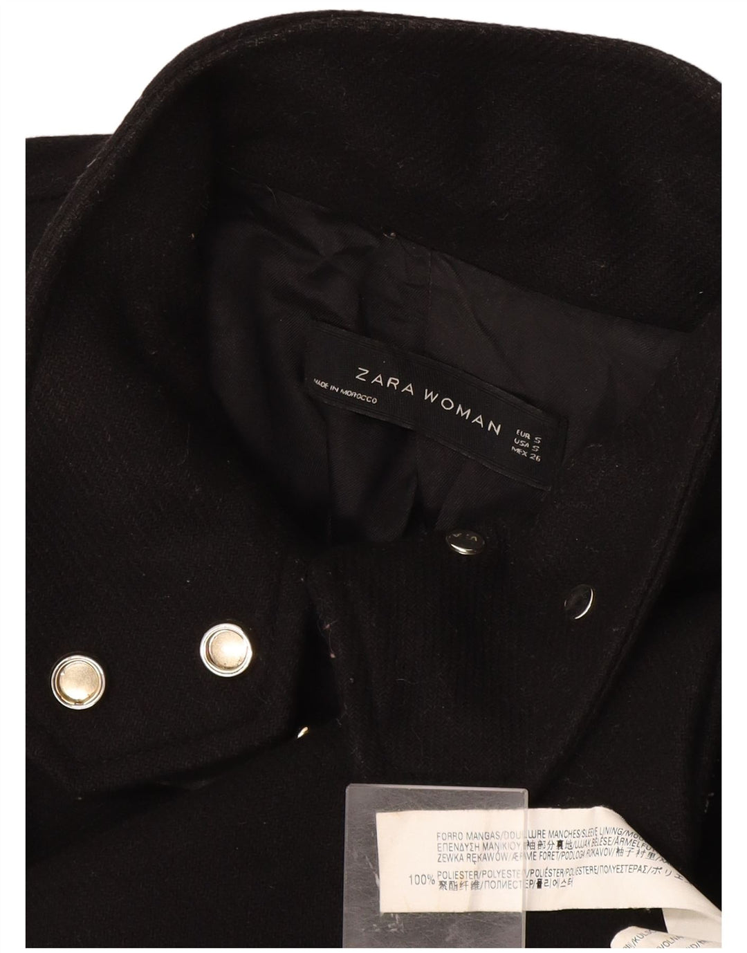 Zara Γυναικείο Πανωφόρι UK 10 Small Black Polyester