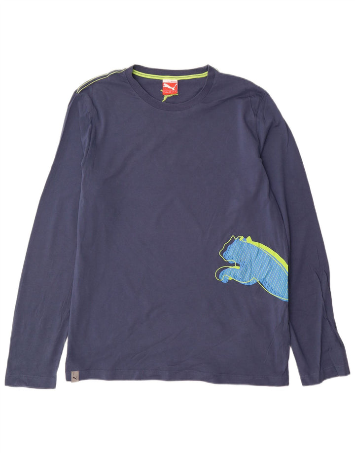 Ανδρικό γραφικό μπλουζάκι Puma με μακρυμάνικο μεγάλο μπλε ναυτικό βαμβακερό