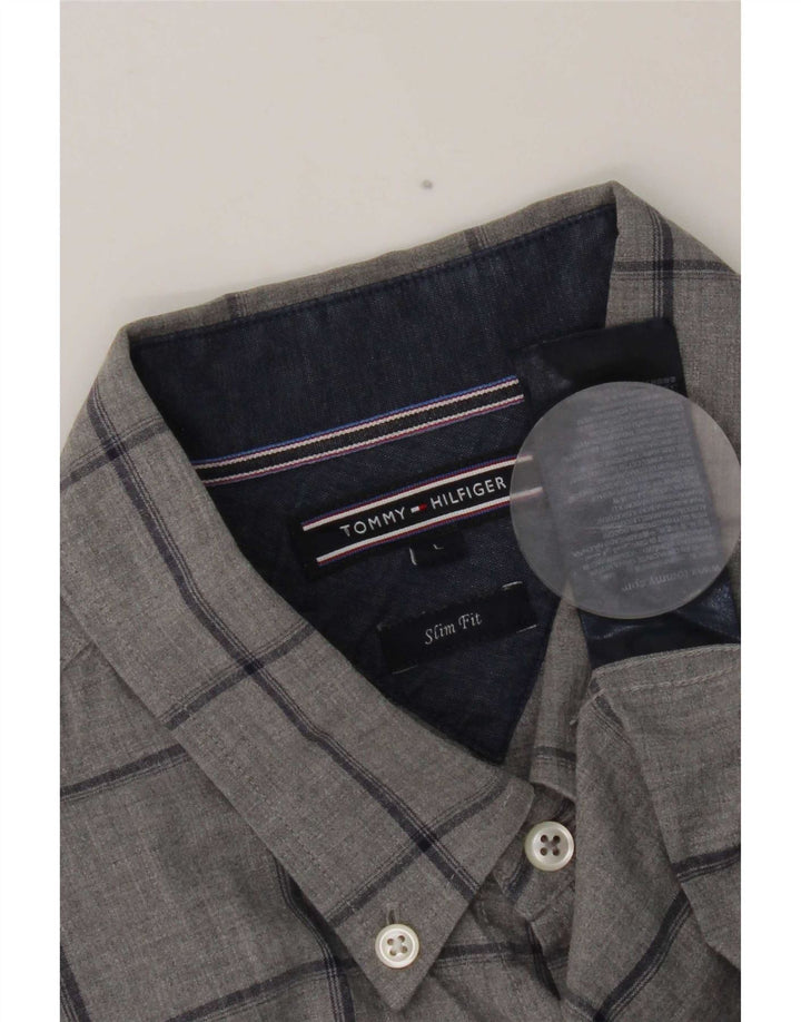Ανδρικό πουκάμισο Tommy Hilfiger Slim Fit Large Grey Check Cotton