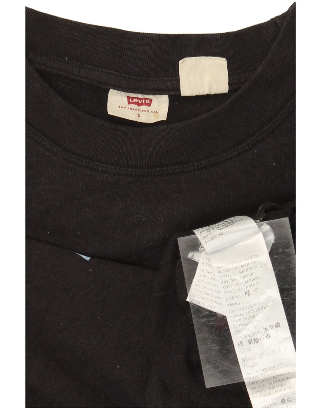 Γυναικείο γραφικό φούτερ LEVI'S υπερμεγέθη Jumper UK 10 Μικρό μαύρο βαμβακερό