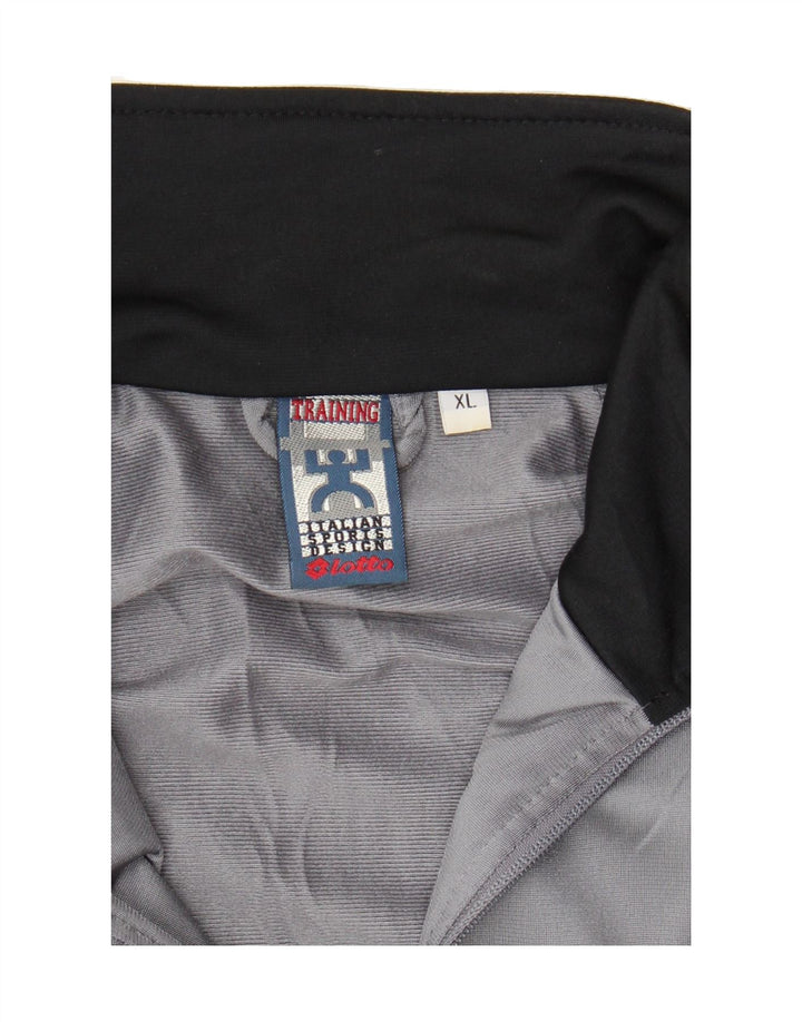 LOTTO Mens Graphic Tracksuit Top Jacket XL Grey Colourblock Polyester Vintage Lotto and Second-Hand Lotto from Messina Hembry 