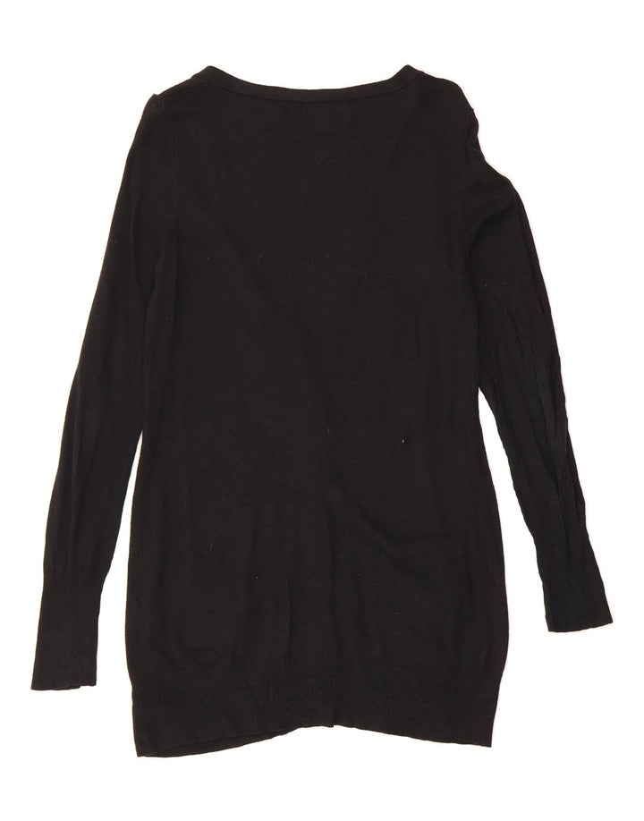 MOSSIMO Womens Longline Cardigan Sweater UK 12 Medium Black Nylon Vintage Mossimo and Second-Hand Mossimo from Messina Hembry 