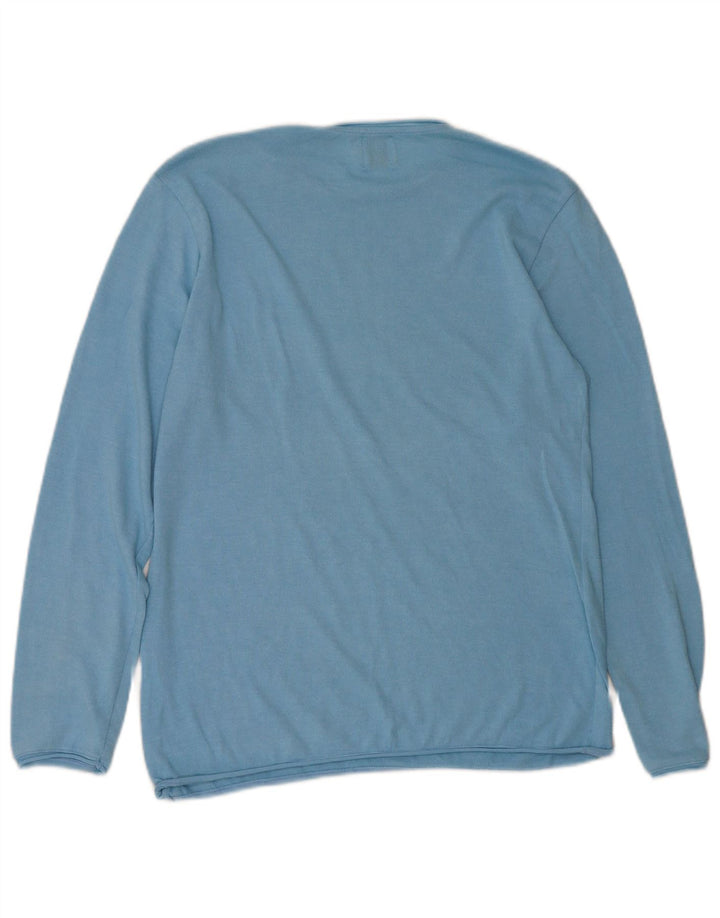 Ανδρικό πουλόβερ Zara Crew Neck Jumper Large Blue