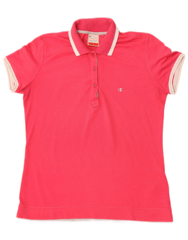 Champion Womens Heritage Fit Polo Shirt UK 14 Large Pink Cotton
