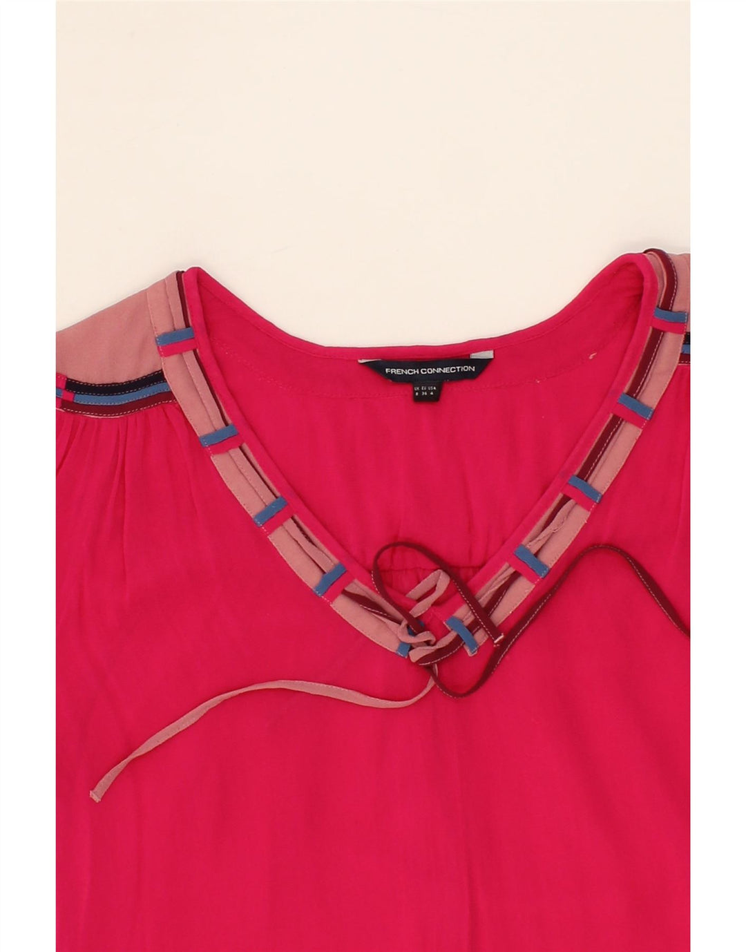 FRENCH CONNECTION Womens See Through Blouse Top UK 8 Small Pink Viscose Vintage French Connection and Second-Hand French Connection from Messina Hembry 