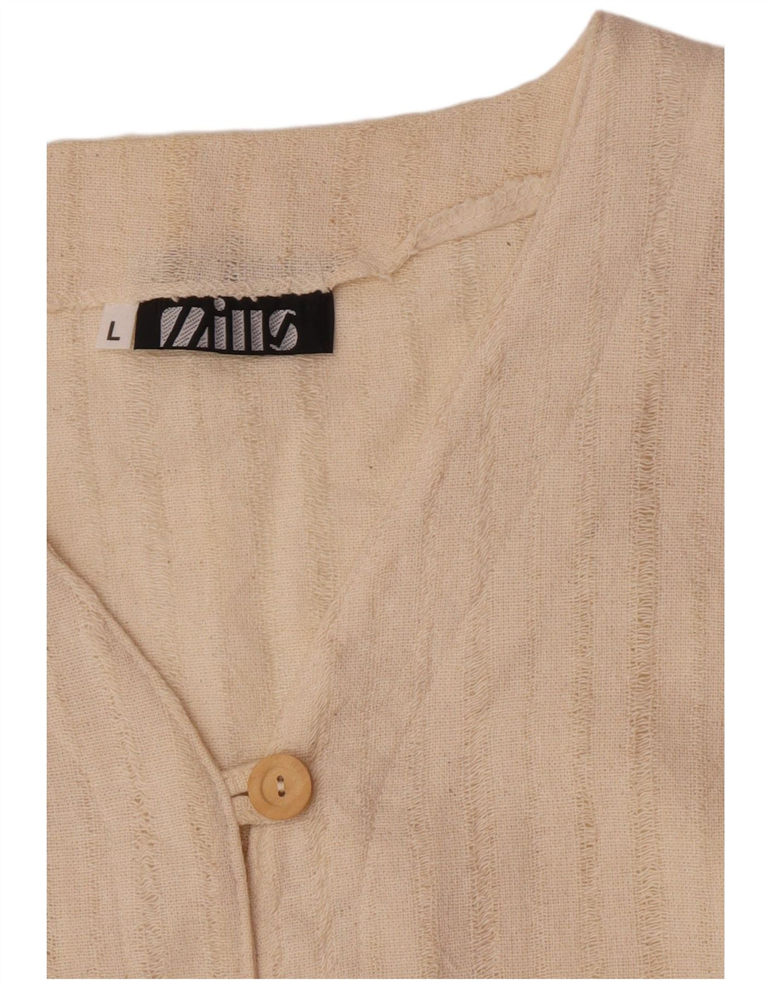 Mills Womens Gilet UK 16 Large Off White ριγέ βαμβακερό