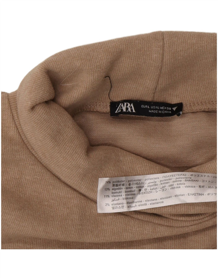 Zara γυναικείο πουλόβερ με ρολό λαιμόκοψη UK 16 μεγάλο μπεζ πολυεστέρα