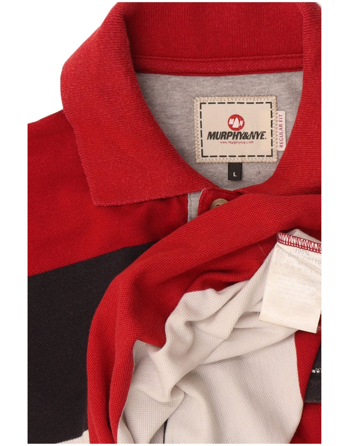 Murphy & Nye Ανδρικό πουκάμισο πόλο με κανονική εφαρμογή, μεγάλο πολύχρωμο βαμβακερό ριγέ